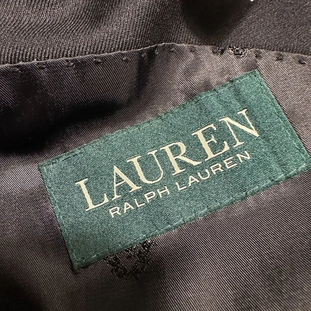 RALPH LAUREN Mens Blazer 50L Sport Coat Two Button Suit Jacket Black StretchWool